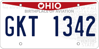OH license plate GKT1342
