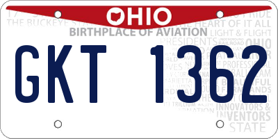 OH license plate GKT1362