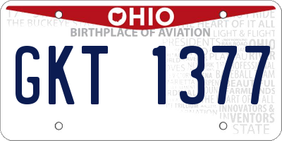 OH license plate GKT1377