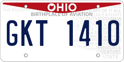 OH license plate GKT1410
