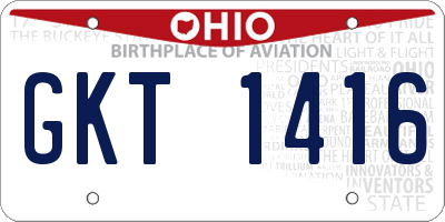 OH license plate GKT1416