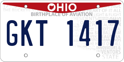 OH license plate GKT1417