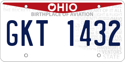 OH license plate GKT1432