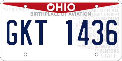 OH license plate GKT1436