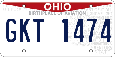 OH license plate GKT1474
