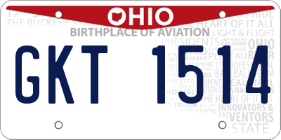 OH license plate GKT1514