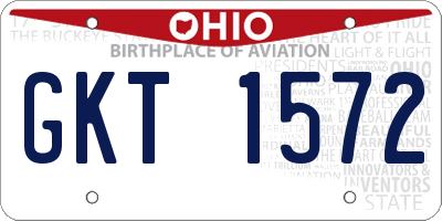OH license plate GKT1572
