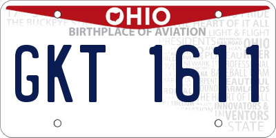OH license plate GKT1611