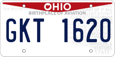 OH license plate GKT1620
