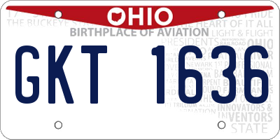 OH license plate GKT1636