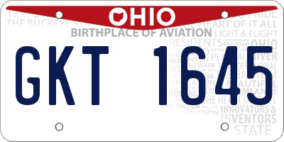 OH license plate GKT1645