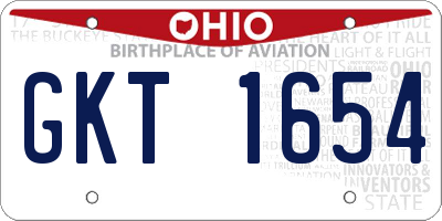 OH license plate GKT1654