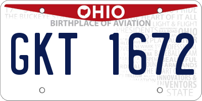 OH license plate GKT1672