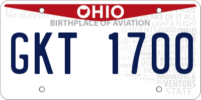 OH license plate GKT1700