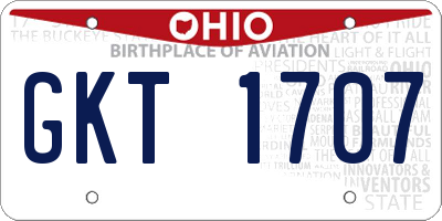 OH license plate GKT1707