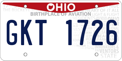 OH license plate GKT1726