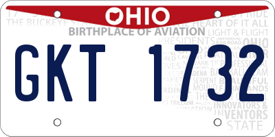 OH license plate GKT1732