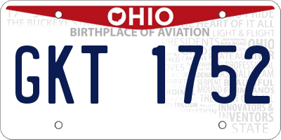 OH license plate GKT1752
