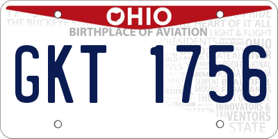 OH license plate GKT1756