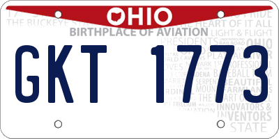 OH license plate GKT1773
