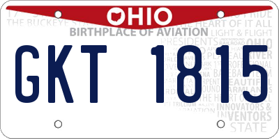 OH license plate GKT1815