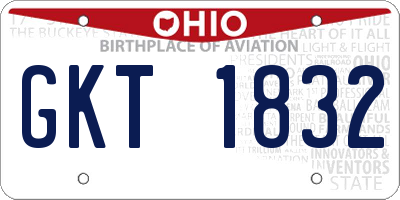 OH license plate GKT1832