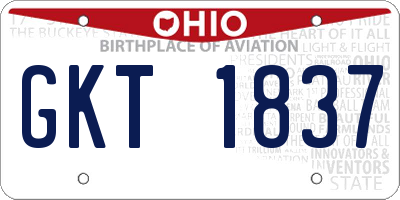 OH license plate GKT1837