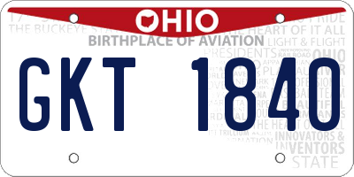 OH license plate GKT1840
