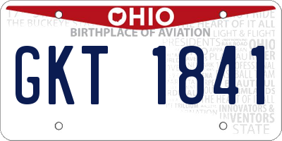 OH license plate GKT1841
