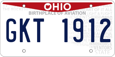 OH license plate GKT1912