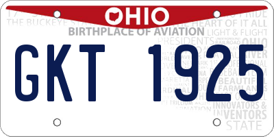 OH license plate GKT1925