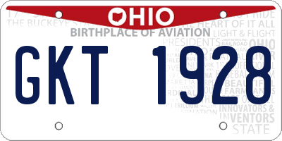 OH license plate GKT1928