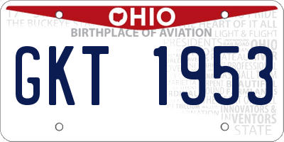 OH license plate GKT1953