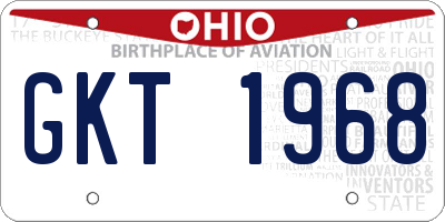 OH license plate GKT1968
