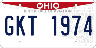OH license plate GKT1974