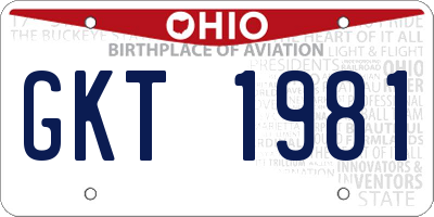 OH license plate GKT1981
