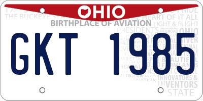 OH license plate GKT1985