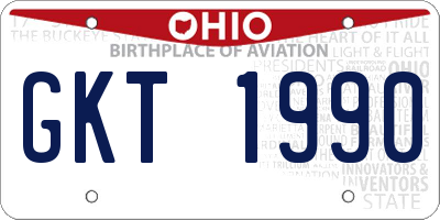 OH license plate GKT1990