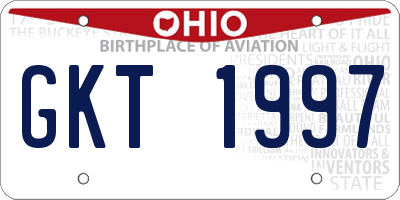 OH license plate GKT1997