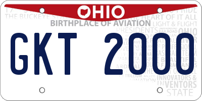 OH license plate GKT2000