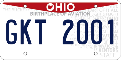 OH license plate GKT2001