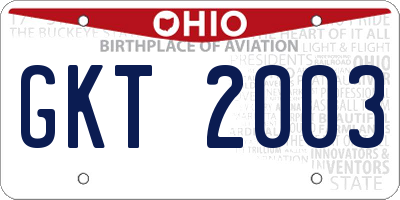 OH license plate GKT2003