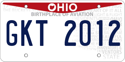 OH license plate GKT2012
