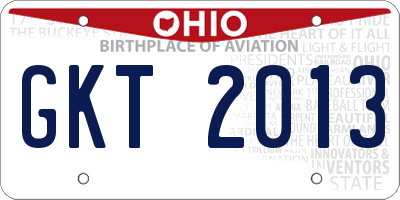 OH license plate GKT2013