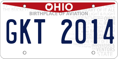 OH license plate GKT2014
