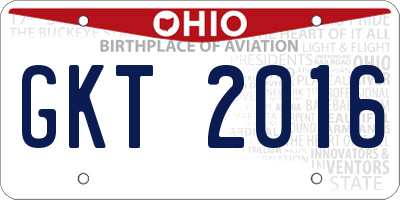 OH license plate GKT2016