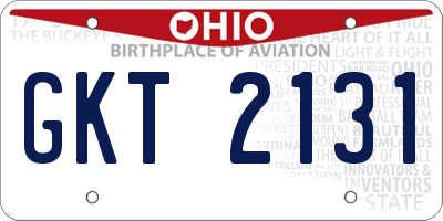 OH license plate GKT2131