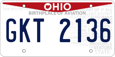 OH license plate GKT2136