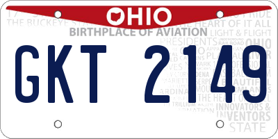 OH license plate GKT2149