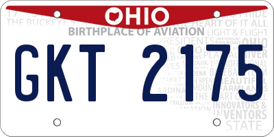 OH license plate GKT2175